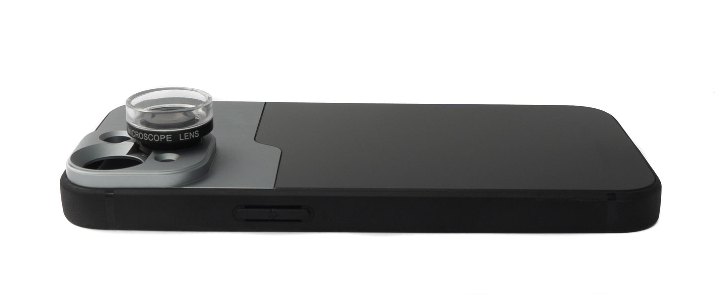 SYSTEM-S Makro Linse 30x Mikroskop Filter mit Hülle in Schwarz für iPhone 13