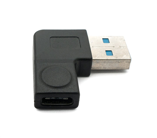 SYSTEM-S USB 3.1 millistykki af gerð C kvenkyns í 3.0 af gerð A karlkyns vinklaðan snúru í svörtu