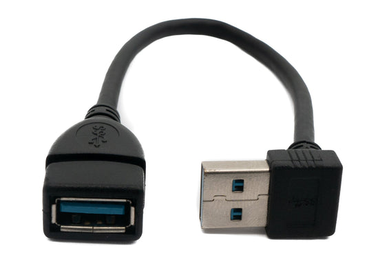 SYSTEM-S USB 3.0 Kabel 20 cm Typ A Stecker zu Buchse Winkel in Schwarz