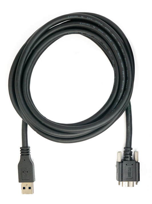 SYSTEM-S USB 3.0 Kabel 3 m Micro B Stecker zu Typ A Stecker Schraube in Schwarz