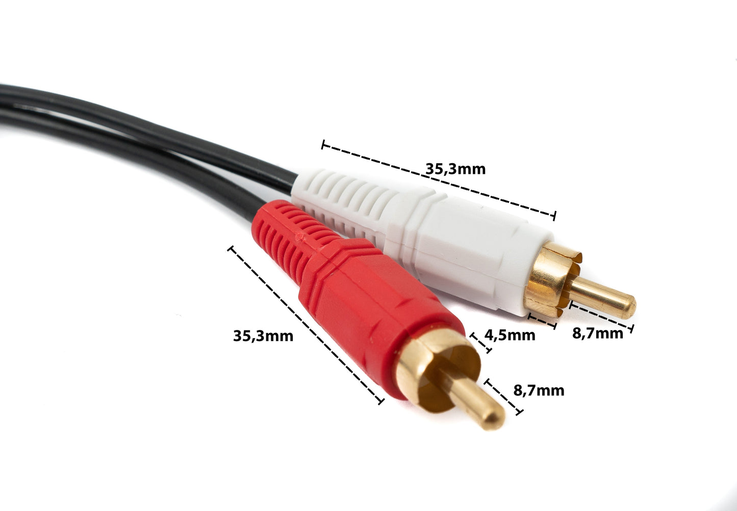 SYSTEM-S Cinch 2 RCA snúra 1,5m tengi í AUX 3,5mm jack tengi Stereo AV í svörtu