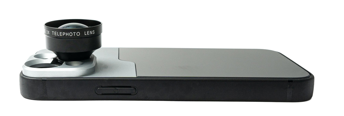 SYSTEM-S aðdráttarlinsa 3x aðdráttarlinsusía með hulstri í svörtu fyrir iPhone 13 Mini