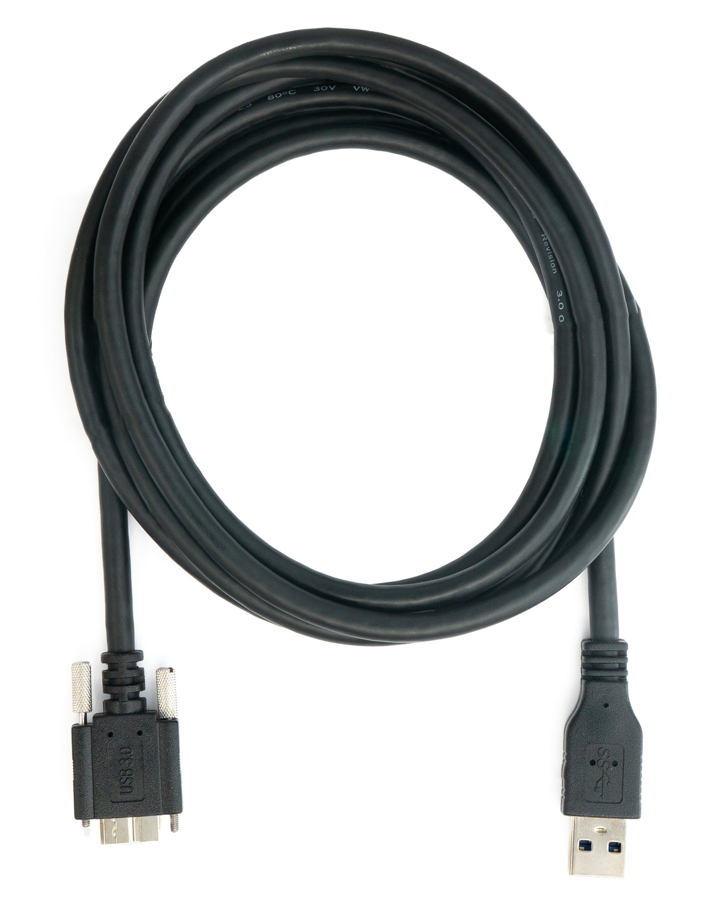 SYSTEM-S USB 3.0 Kabel 2 m Micro B Stecker zu Typ A Stecker Schraube in Schwarz