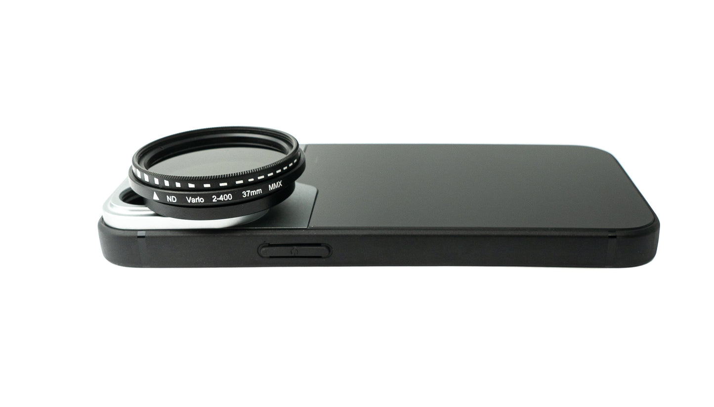 SYSTEM-S ND Vario sía 37 mm 2 til 4000 hlutlaus þéttleiki með hulstri fyrir iPhone 13 Pro