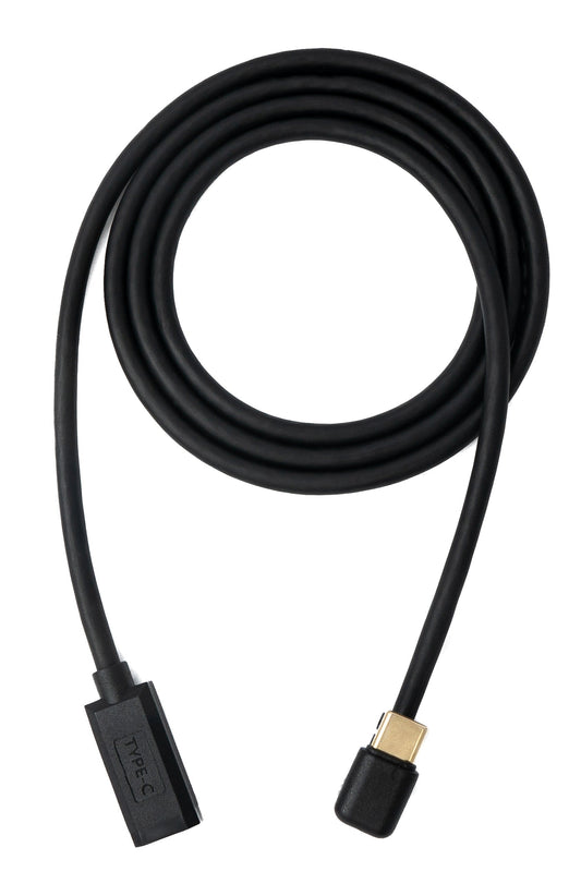 SYSTEM-S USB 3.1 U-snúnings 100 cm snúra af gerðinni C karlkyns í kvenkyns með 360° horni, svört
