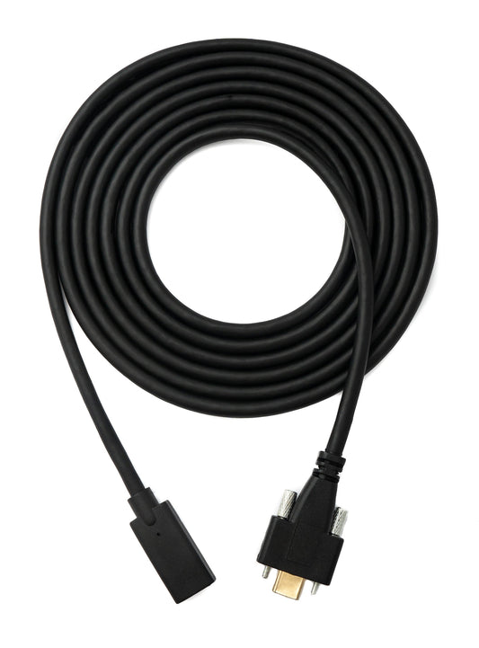 SYSTEM-S USB 3.1 Kabel 2 m Typ C Stecker zu Buchse Schraube in Schwarz