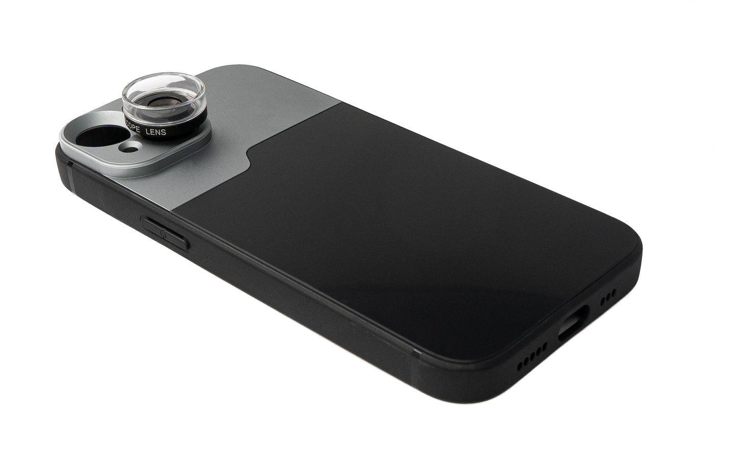 SYSTEM-S Makro Linse 30x Mikroskop Filter mit Hülle in Schwarz für iPhone 13