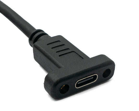 SYSTEM-S USB 3.1 Kabel 100 cm Typ C Stecker zu Buchse Schraube Winkel in Schwarz