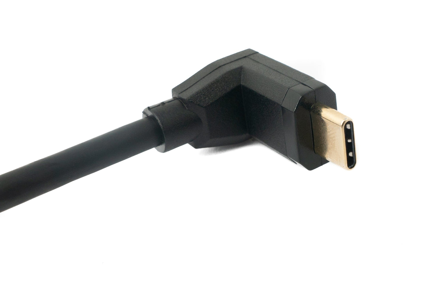 SYSTEM-S USB 3.1 snúra 50 cm Type C karlkyns í kvenkyns skrúfuhornssnúra í svörtu