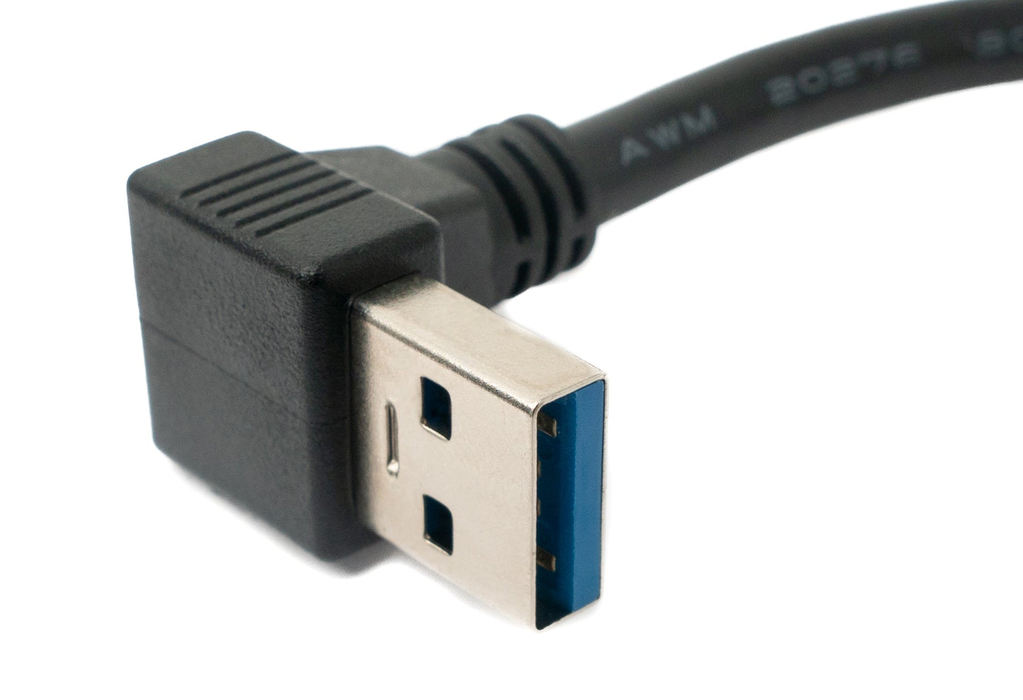 SYSTEM-S USB 3.0 Kabel 30 cm Micro B Stecker zu A Stecker Schraube Winkel Schwarz