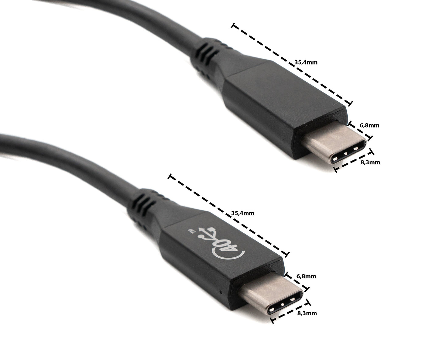 SYSTEM-S USB4 USB cable 100 cm Type C male to male 40 Gbit/s USB 4.0 in black