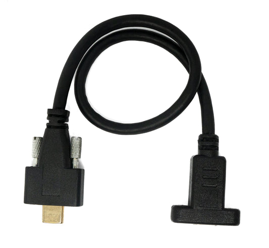 SYSTEM-S USB 3.1 Gen 2 snúra 30 cm Type C karlkyns í kvenkyns skrúfusnúningur svartur