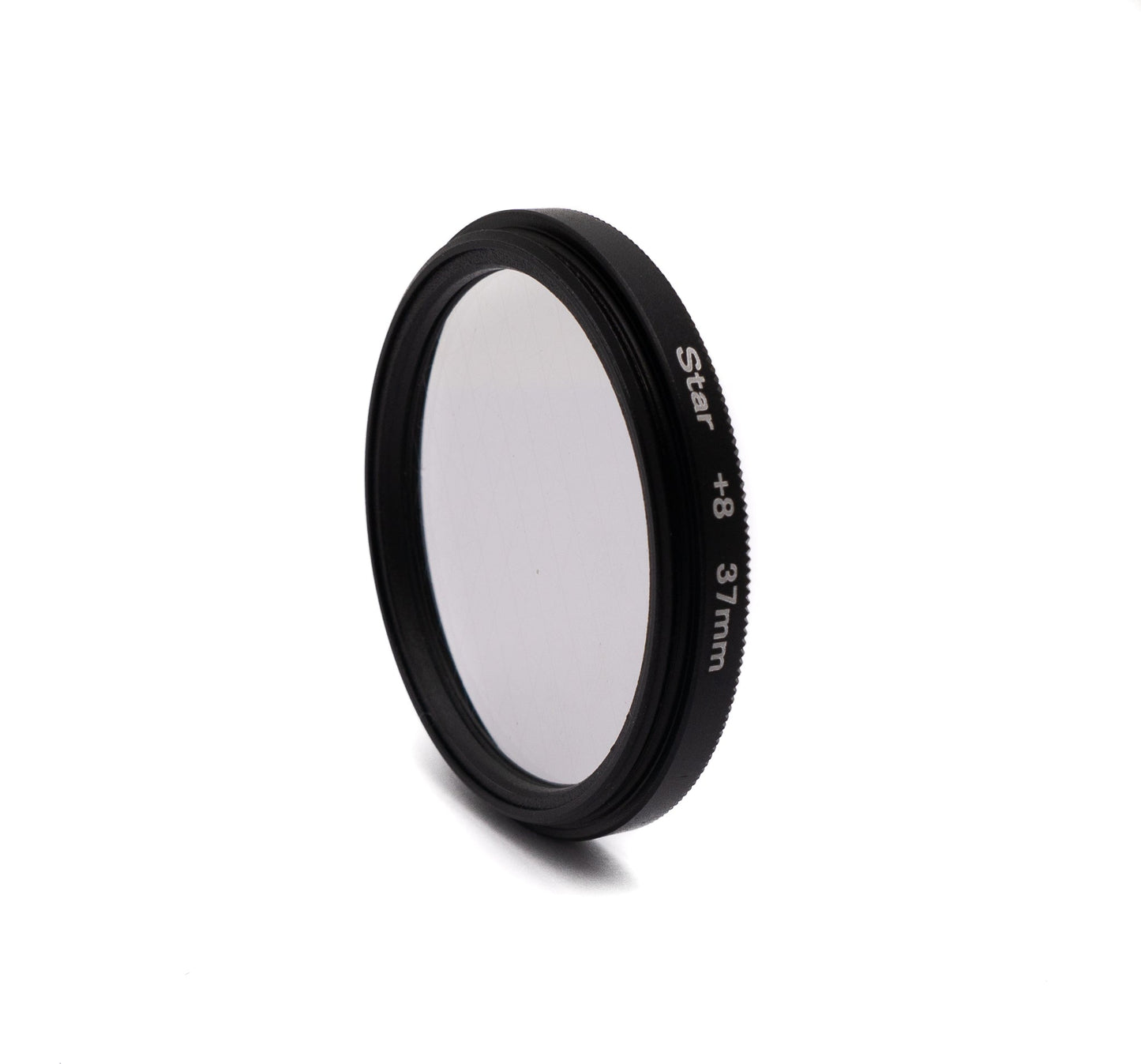 SYSTEM-S Stjörnufilter 8 punkta 37 mm stjörnuljóslinsa með klemmu fyrir snjallsíma í svörtu