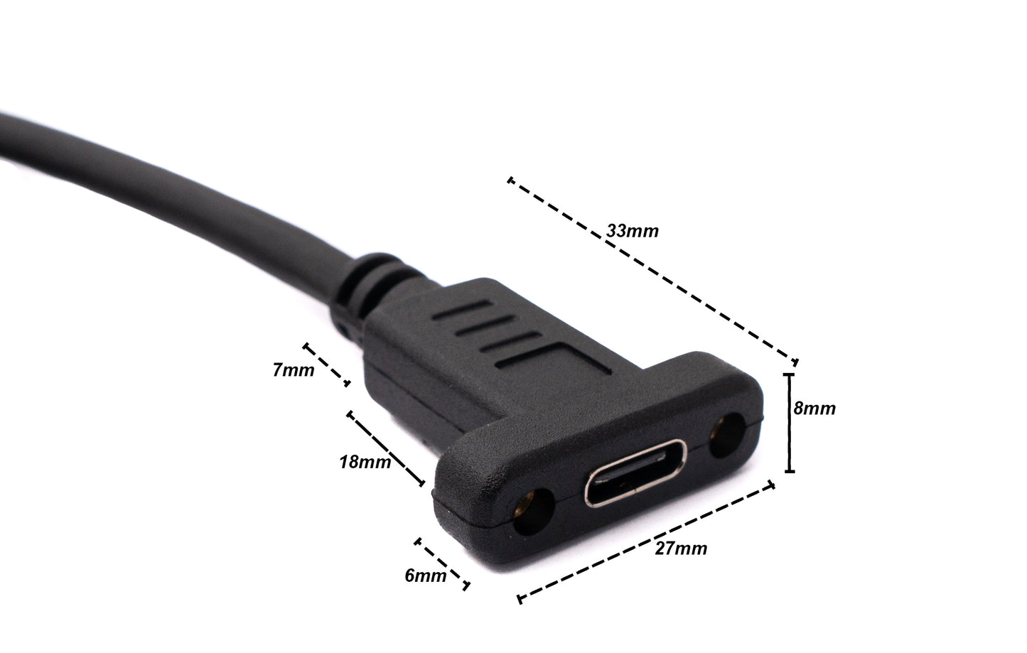 SYSTEM-S USB 3.1 Kabel 180 cm Typ C Stecker zu Buchse Schraube in Schwarz