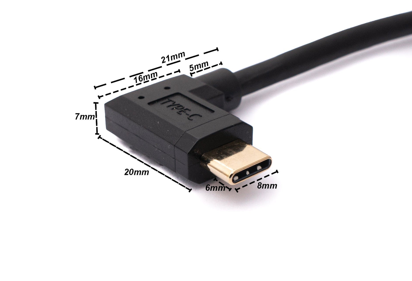 SYSTEM-S USB 3.1 Kabel 100 cm Typ C Stecker zu Buchse Schraube Winkel in Schwarz