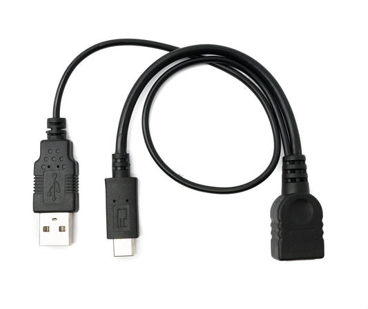 SYSTEM-S USB 2.0 Y Kabel 35 cm Typ A Buchse zu Typ A Stecker & 3.1 Typ C Buchse Adapter