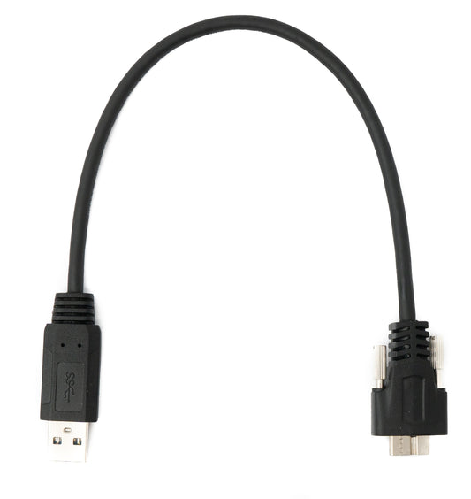 SYSTEM-S USB 3.0 Kabel 30 cm Micro B Stecker zu Typ A Stecker Schraube in Schwarz