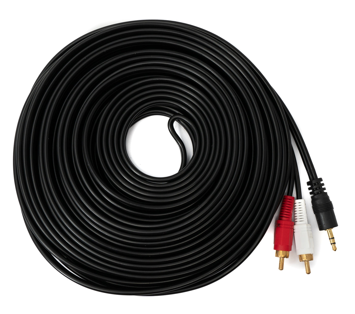 SYSTEM-S Cinch 2 RCA snúra 15 m tengi í AUX 3,5 mm jack tengi fyrir stereó AV í svörtu