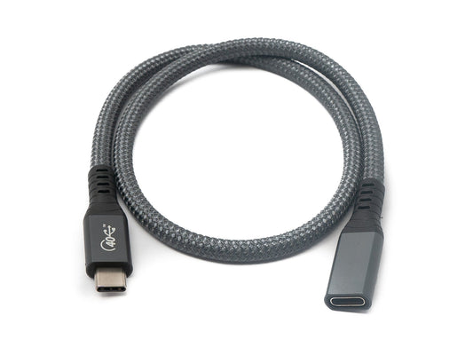 SYSTEM-S USB4 USB Kabel 50 cm Typ C Stecker zu Buchse 40 Gbit/s USB 4.0 geflochten in Grau
