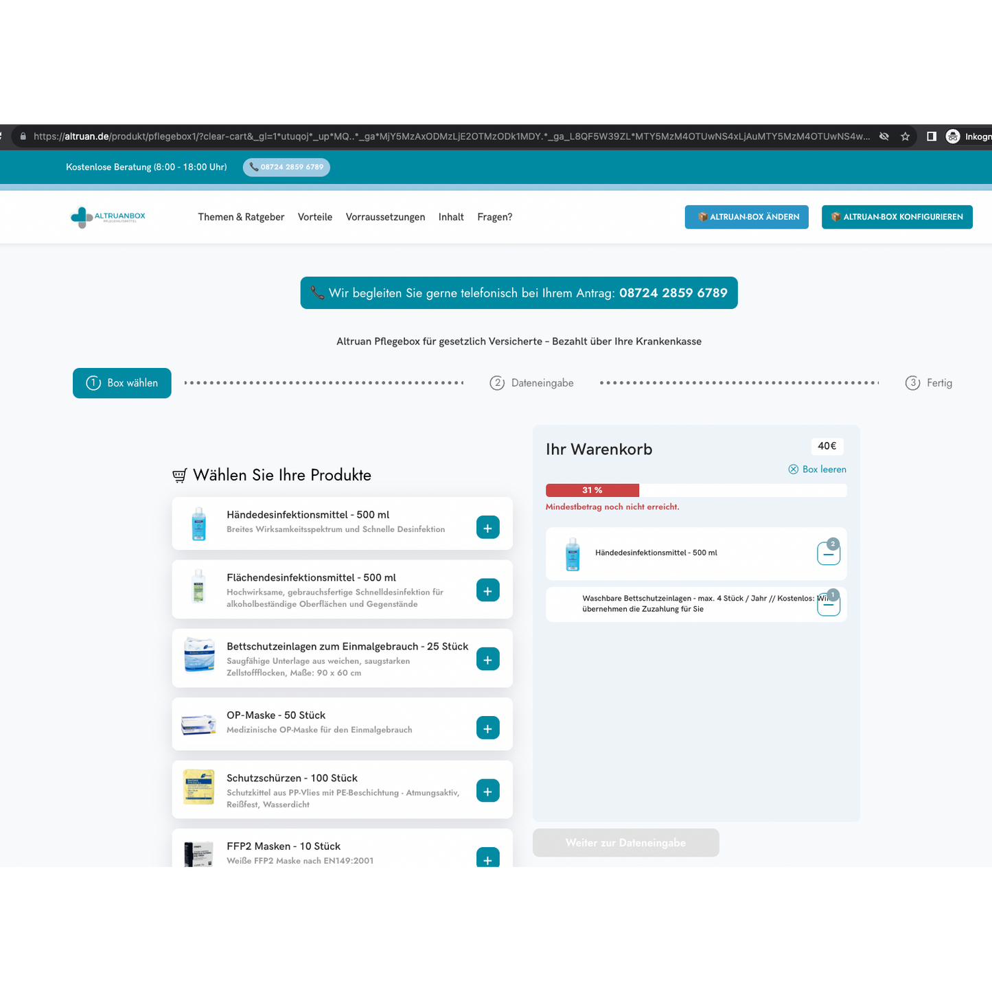 CareBox Inco: Weclapp Abrechnungs- & Ordertool für Pflegehilfsmittel und Inkontinenz