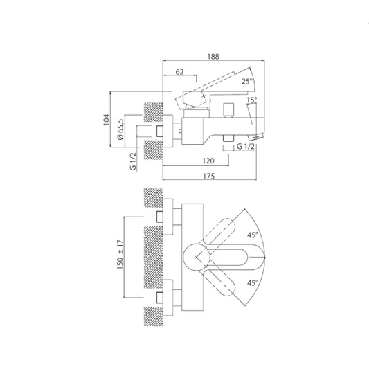 Aqua-Su "Sanmix Style" Wannenarmatur (Edelstahl gebürstet)