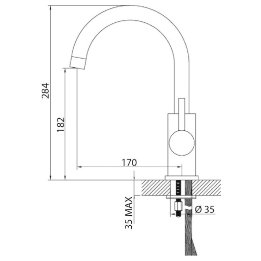 Sanitop-Wingenroth "Lago" Waschtisch-Einhebelmischer mit höherem Auslauf (chrom)