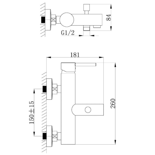 Aqua-Su "Lago 2.0" Wannenarmatur mit Stickgriff
