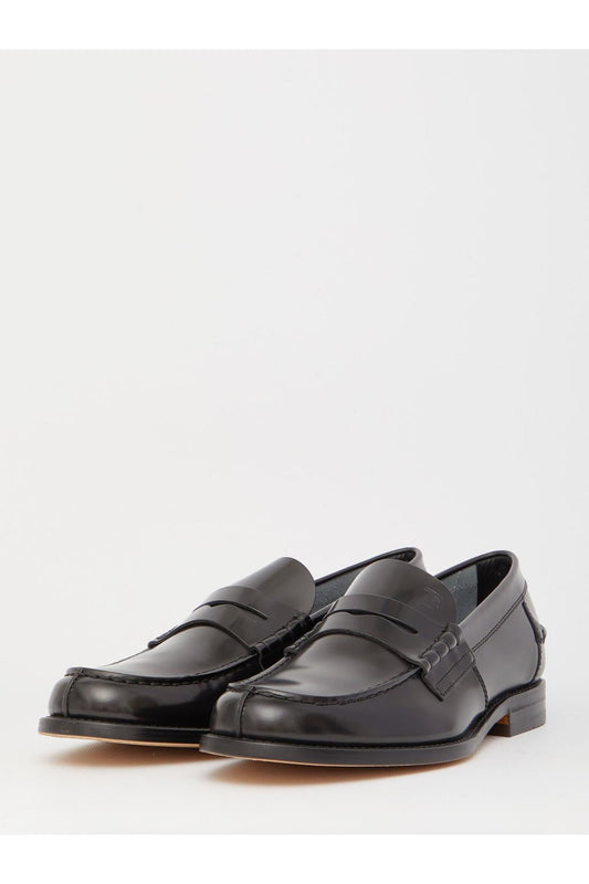 Black leather loafers
