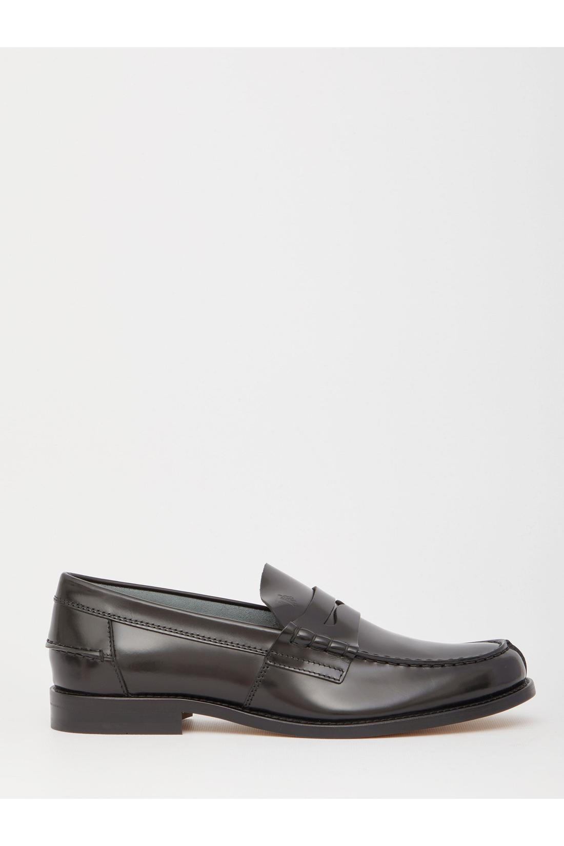 Black leather loafers