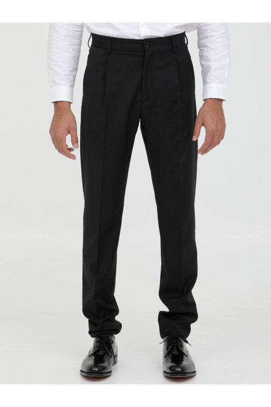 Black wool trousers