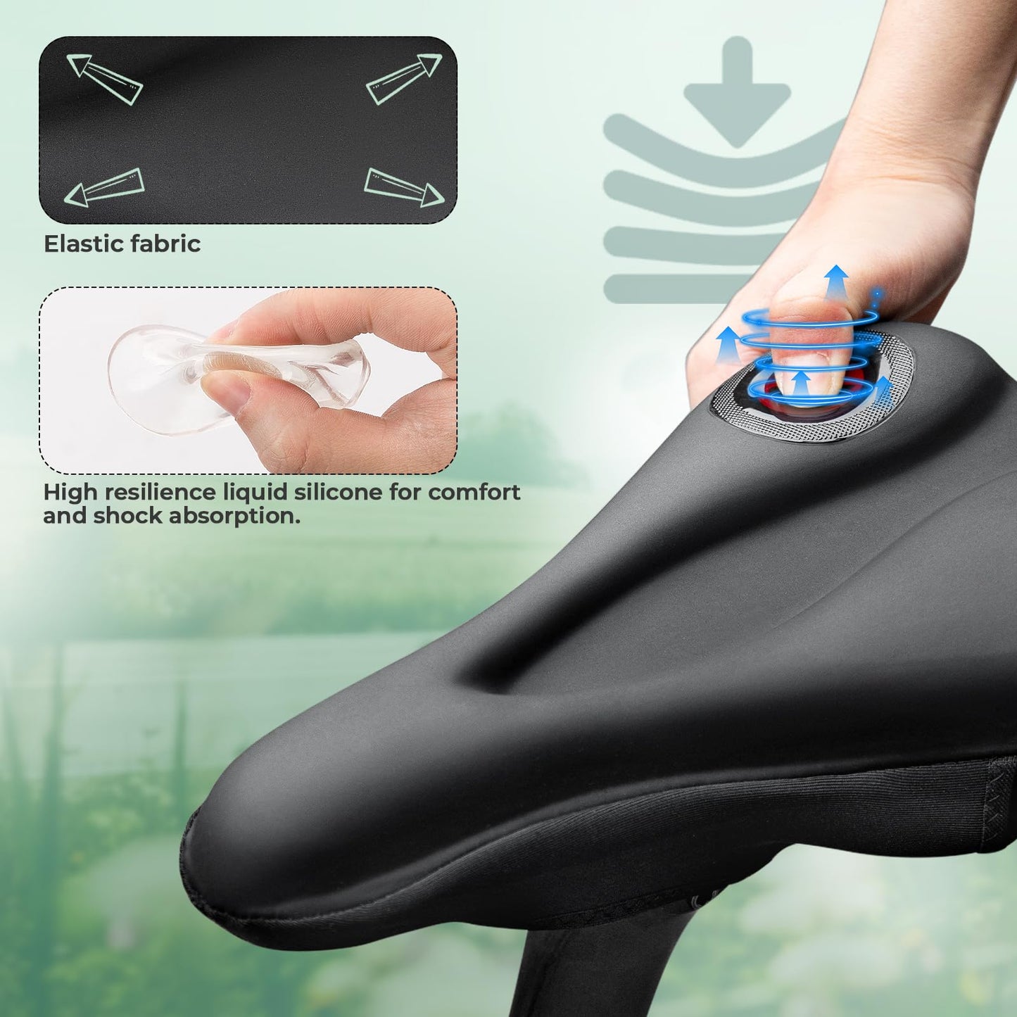 ROCKBROS reiðhjólasadlhlíf vatnsheld gelhlíf fyrir reiðhjólasadl 