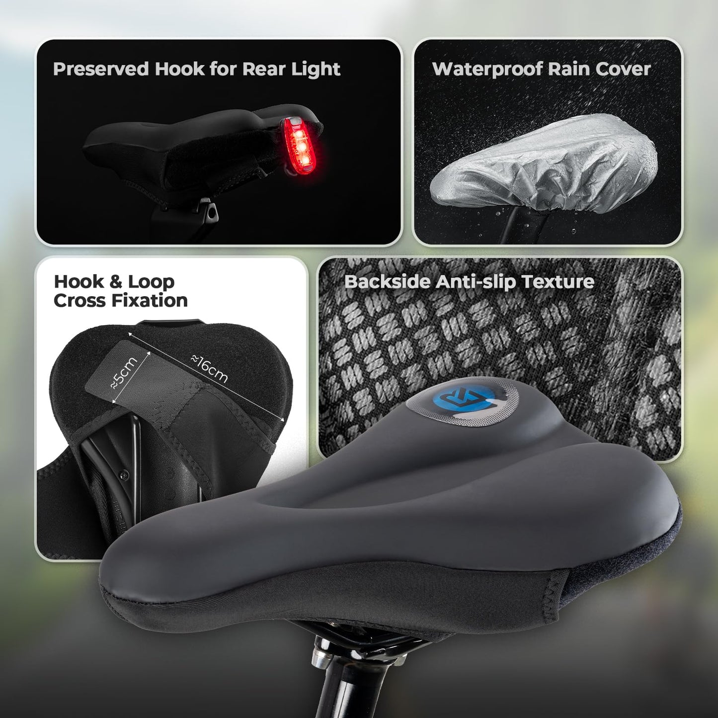 ROCKBROS reiðhjólasadlhlíf vatnsheld gelhlíf fyrir reiðhjólasadl 