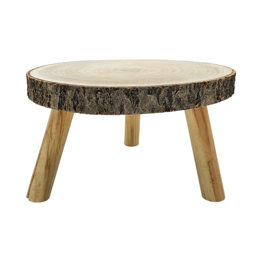 Baumscheibe auf Füßen Kerzentablett natur Baumrinde rund 20-26 cm Pflanzenständer