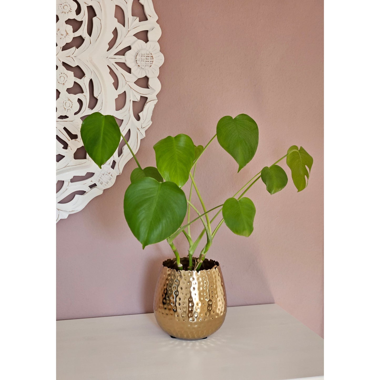 Blumentopf Übertopf Vase gold Metall Hammerschlag 18x18 cm Pflanztopf Deko