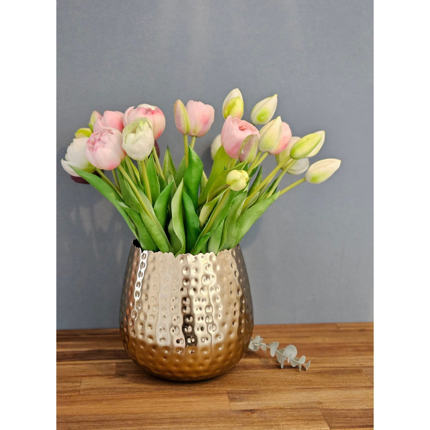 Blumentopf Übertopf Vase gold Metall Hammerschlag 18x18 cm Pflanztopf Deko