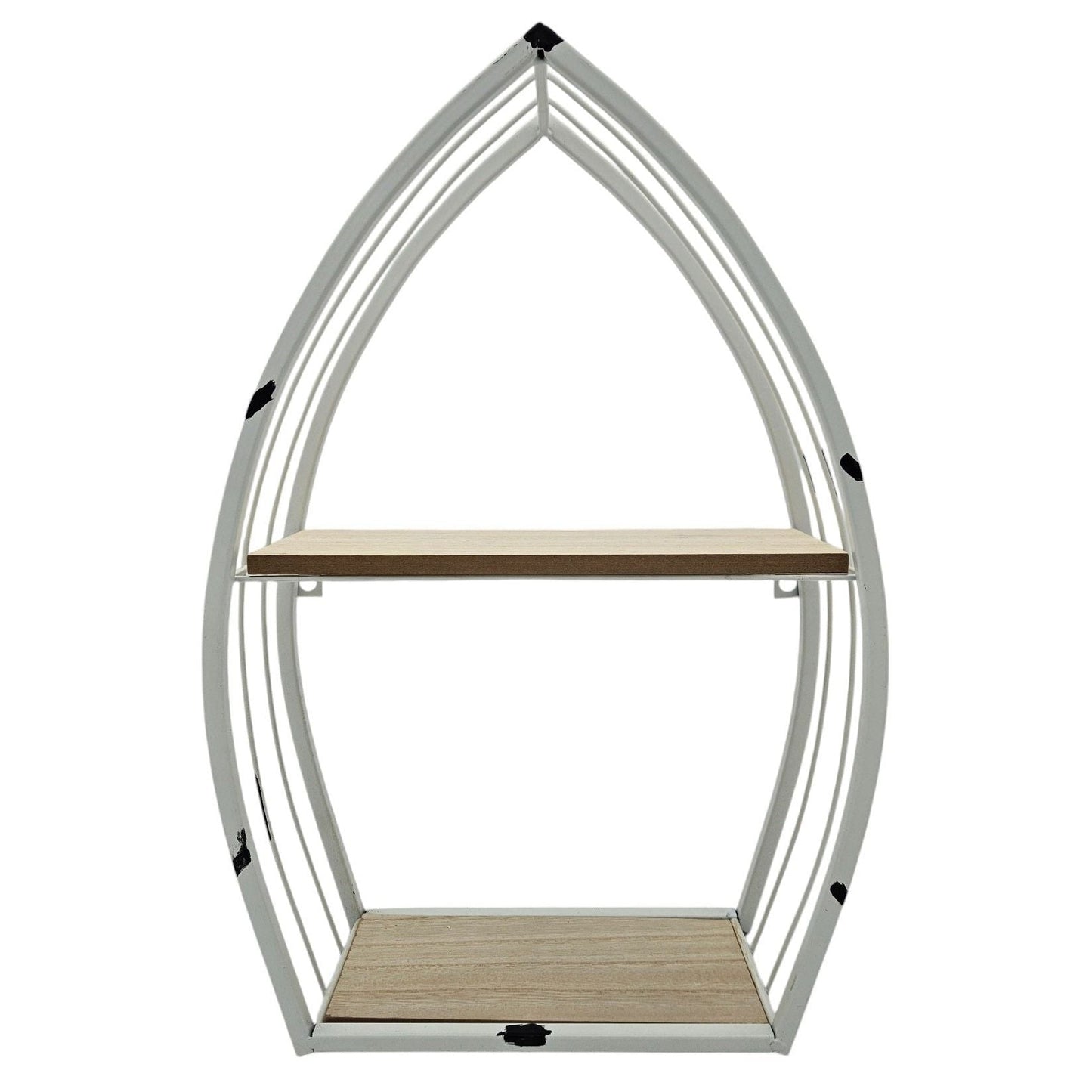 Regal Boot Weiß Wandregal Maritim Metall MDF-Holz 48x32x12 cm Dekoregal Shabby