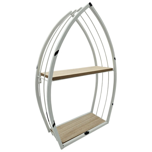 Regal Boot Weiß Wandregal Maritim Metall MDF-Holz 48x32x12 cm Dekoregal Shabby