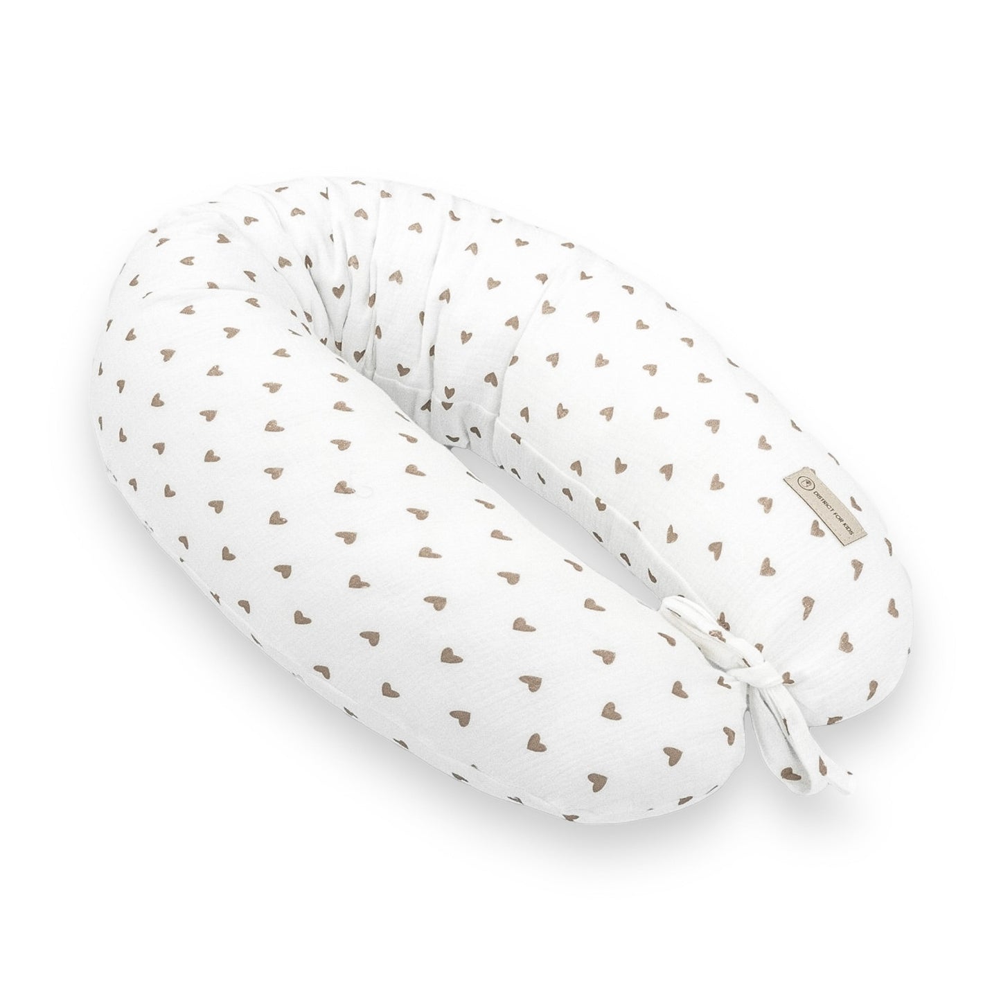 Stillkissen & Schwangerschaftsstillkissen Musselin XXL | Herzen braun