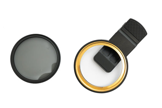SYSTEM-S CPL 52 mm síuhringlaga pólunarlinsa með klemmu fyrir snjallsíma í svörtu