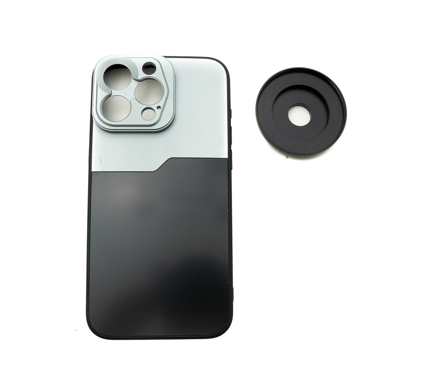 SYSTEM-S Lens Case 52 mm compatible with effect lens with thread for iPhone 15 Pro Max in Black Grey