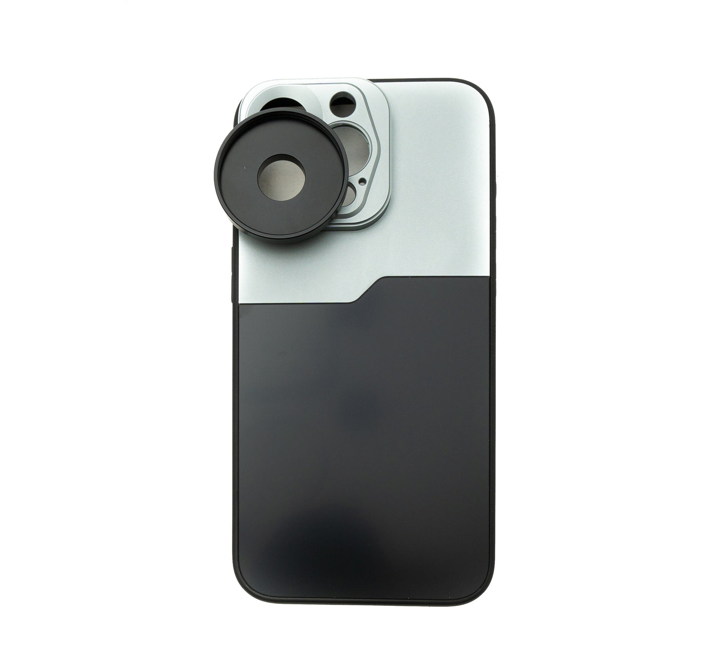 SYSTEM-S Lens Case 37 mm compatible with effect lens with thread for iPhone 15 Pro Max in Black Grey