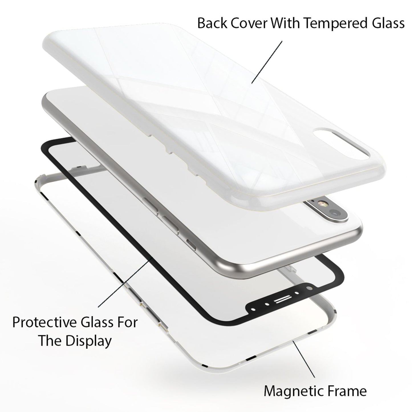 NALIA 360° Magnetic Case for iPhone XS Max, Slim Hard Case with Screen Protection