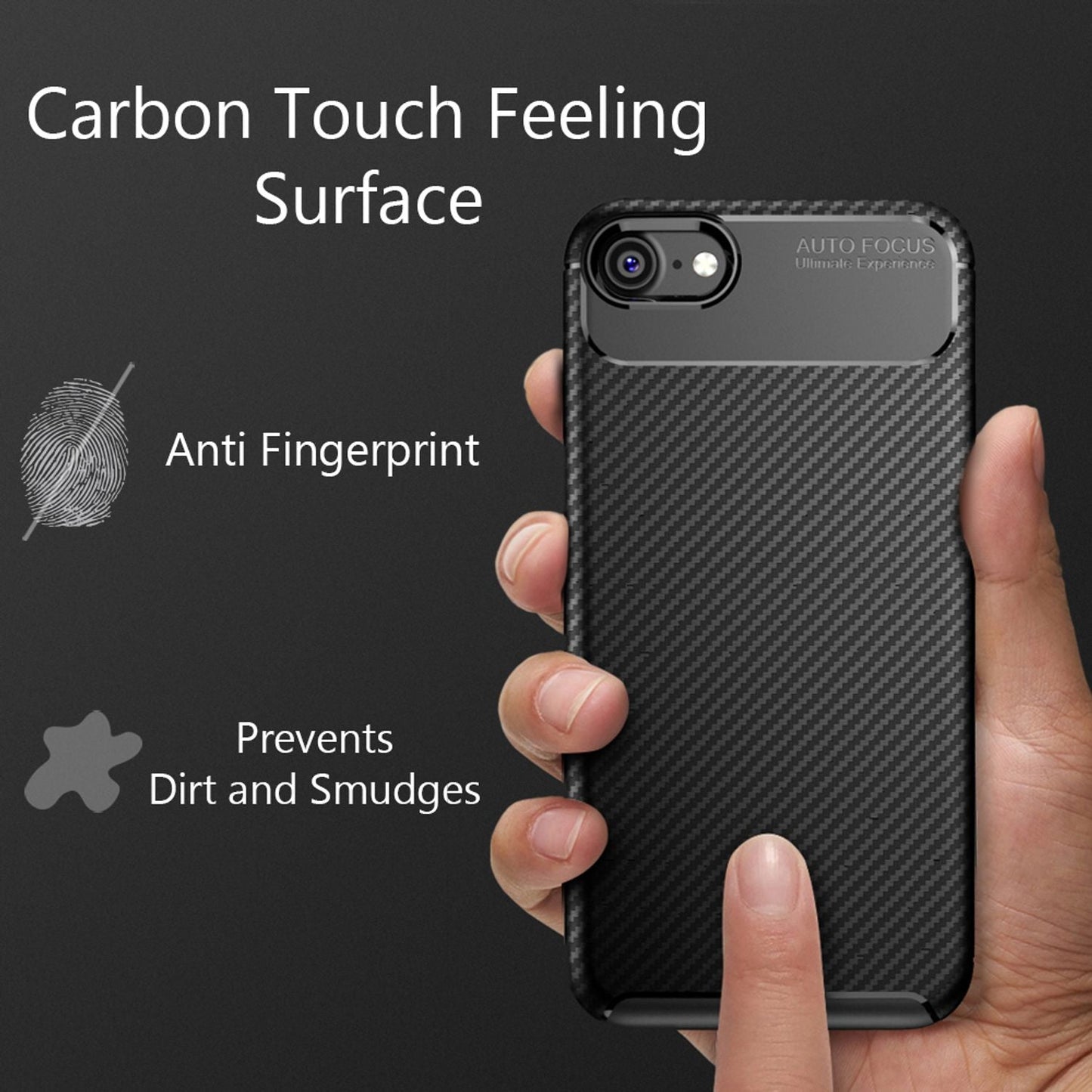 NALIA Handy Hülle für iPhone SE 2022 / SE 2020 / 8 / 7, Carbon Case Silikon Cover Schutz