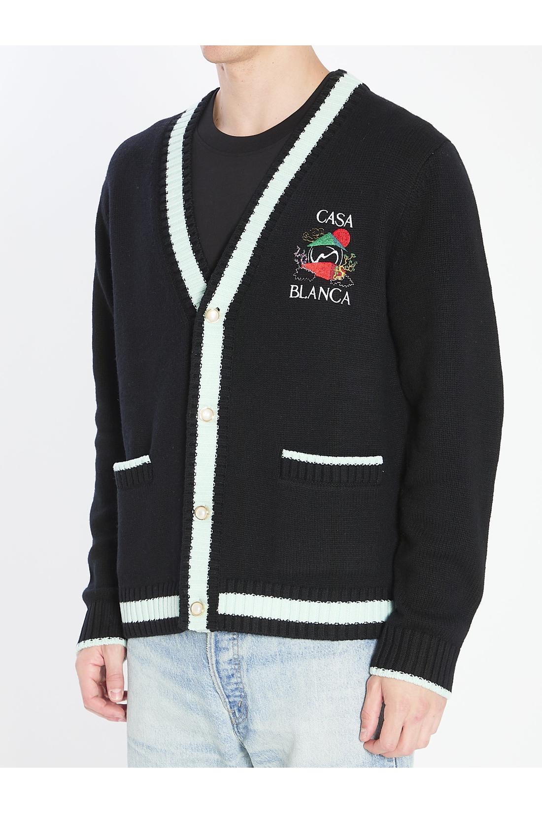 Cardigan with Stacked Casa Mountain Temple design