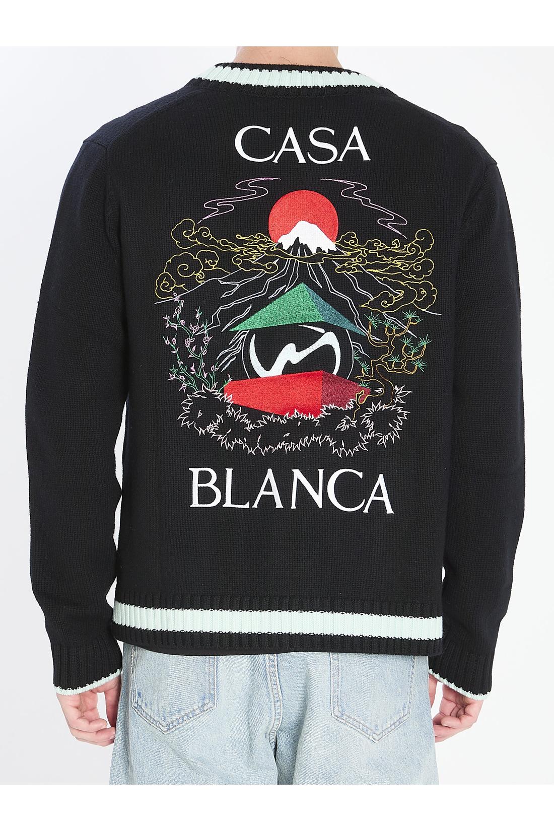 Cardigan with Stacked Casa Mountain Temple design