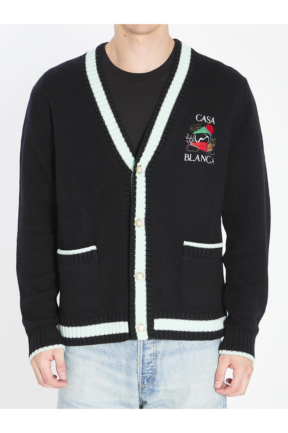 Cardigan with Stacked Casa Mountain Temple design