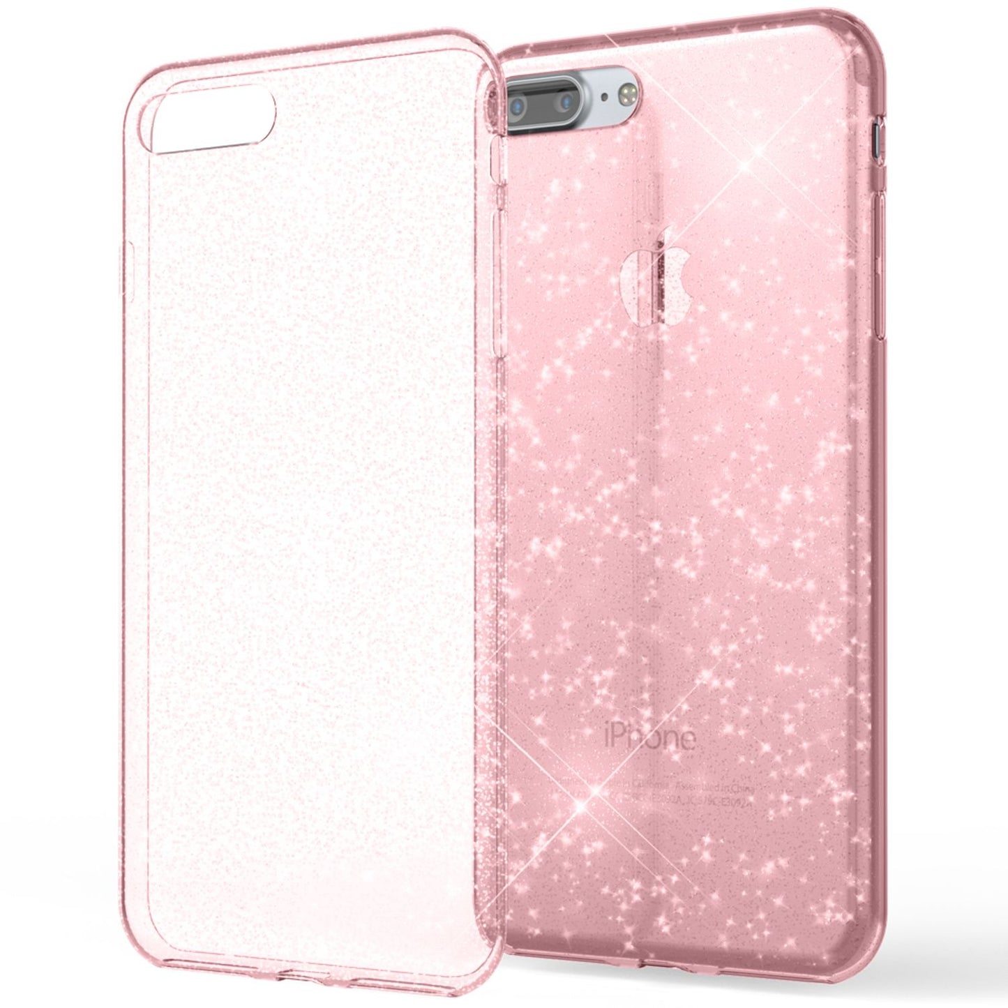 NALIA Handy Hülle für Apple iPhone 8 Plus, Glitzer Back Cover Case Silikon Etui