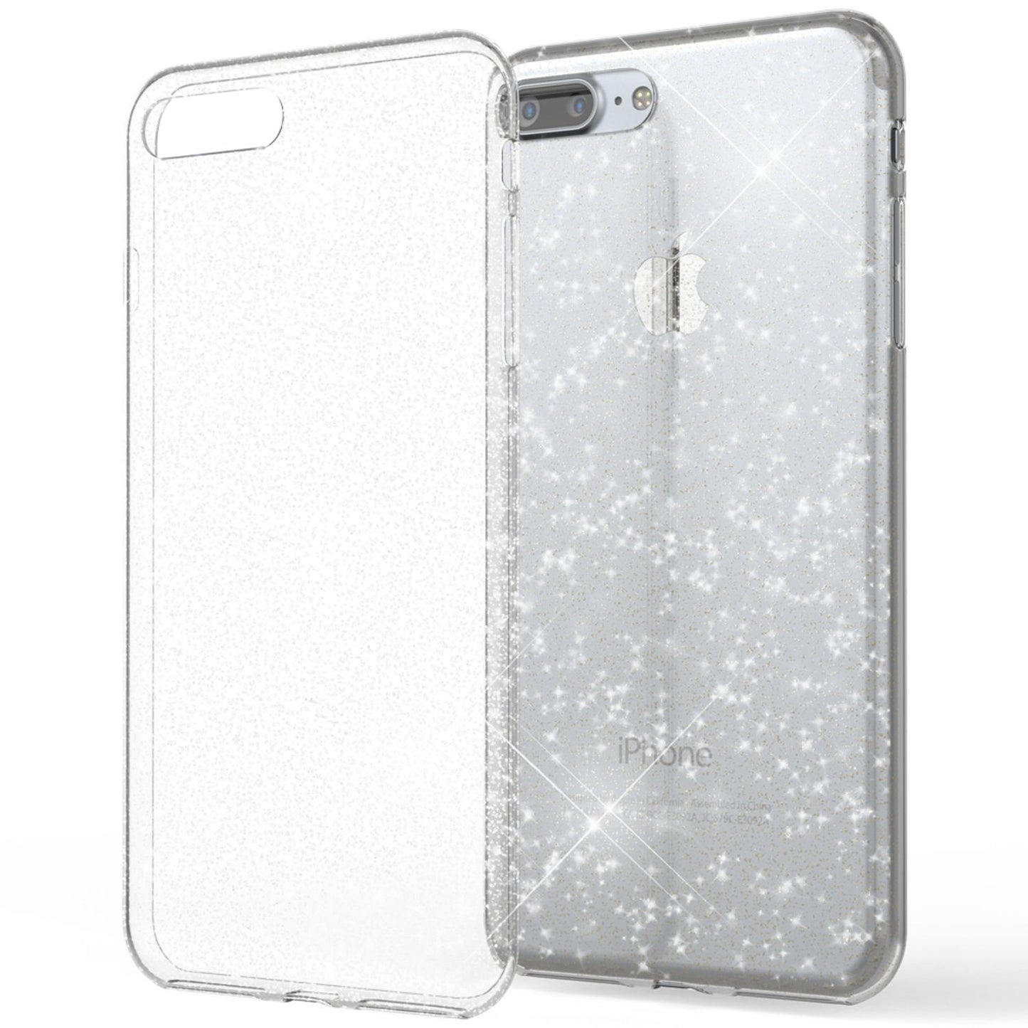 NALIA Handy Hülle für Apple iPhone 8 Plus, Glitzer Back Cover Case Silikon Etui