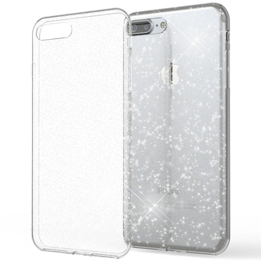 NALIA símahulstur fyrir Apple iPhone 8 Plus, glitrandi bakhlið með sílikoni
