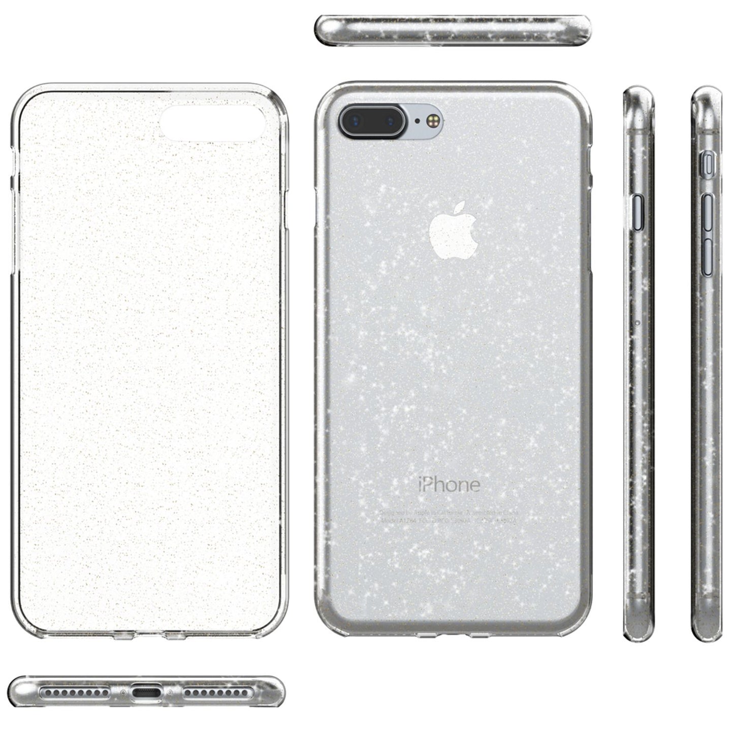NALIA Handy Hülle für Apple iPhone 8 Plus, Glitzer Back Cover Case Silikon Etui